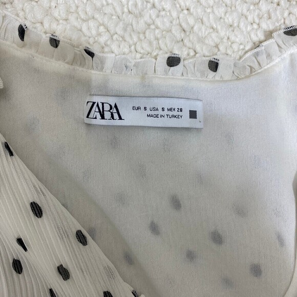 ZARA Polka Dot Pleated Dress Size Small - Picture 6 of 7